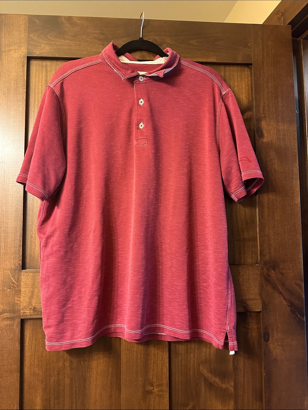 Tommy Bahama Men's Washed Red Polo with Contrast Stitching